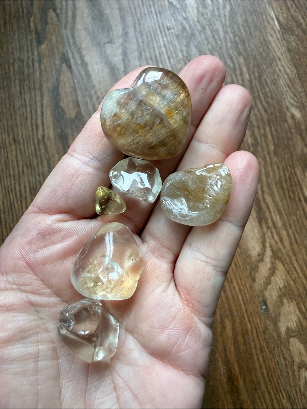 Bundle of golden yellow crystals - citrine & golden rutile
